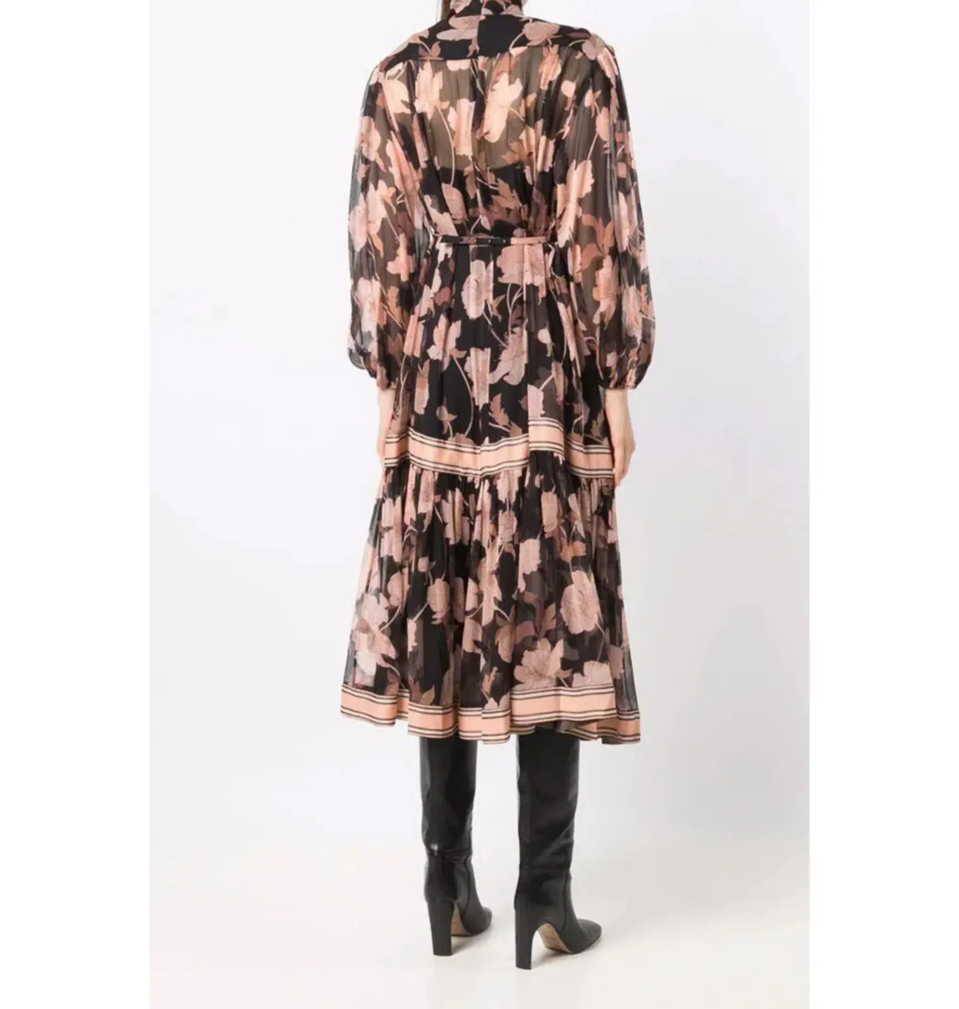 Zimmermann Concert Peonies Panelled Midi Dress Black Peonies Size 0 / AU 8  - Image 3