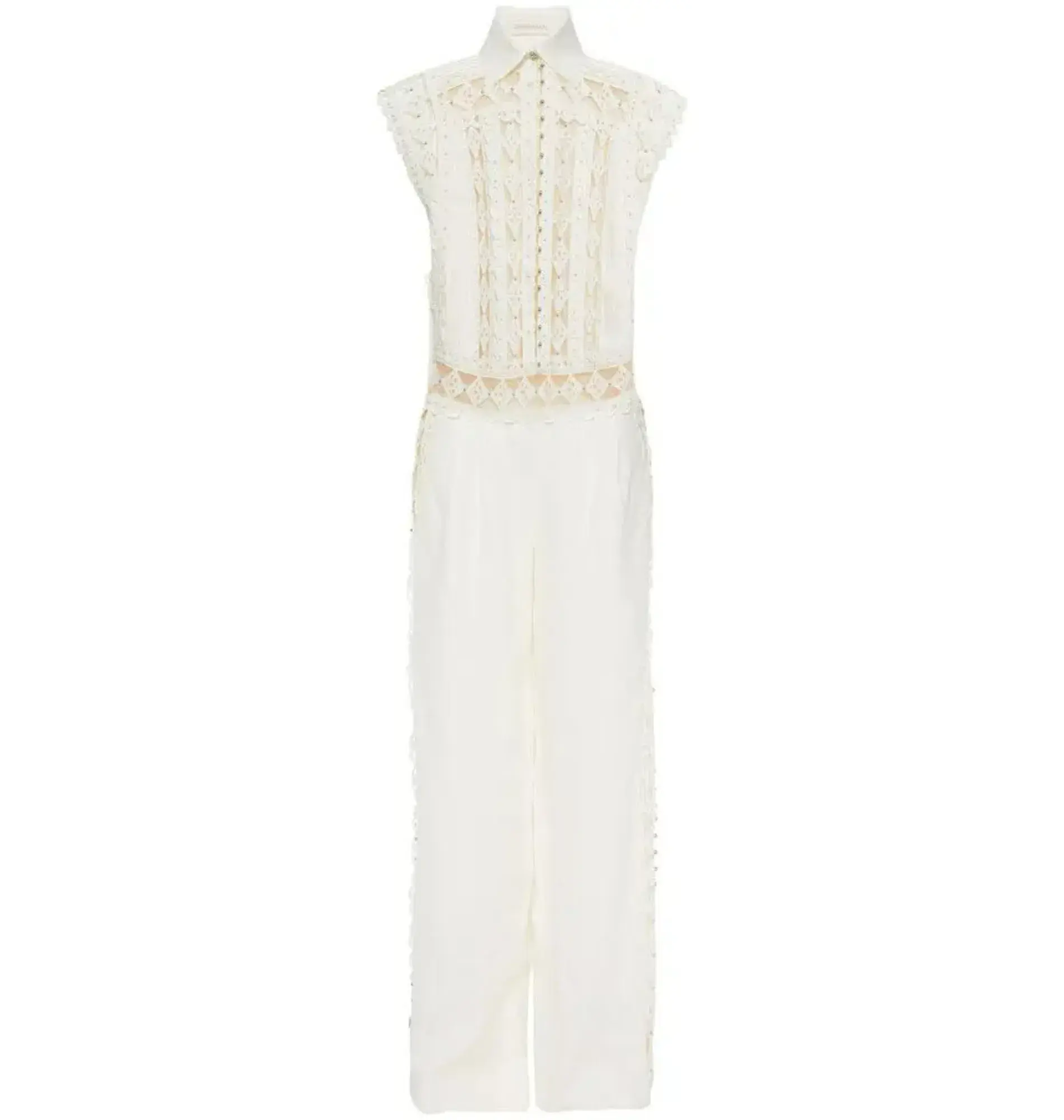 Zimmermann Moncur Studded Jumpsuit Ivory Size 0 / AU 8  - Image 4