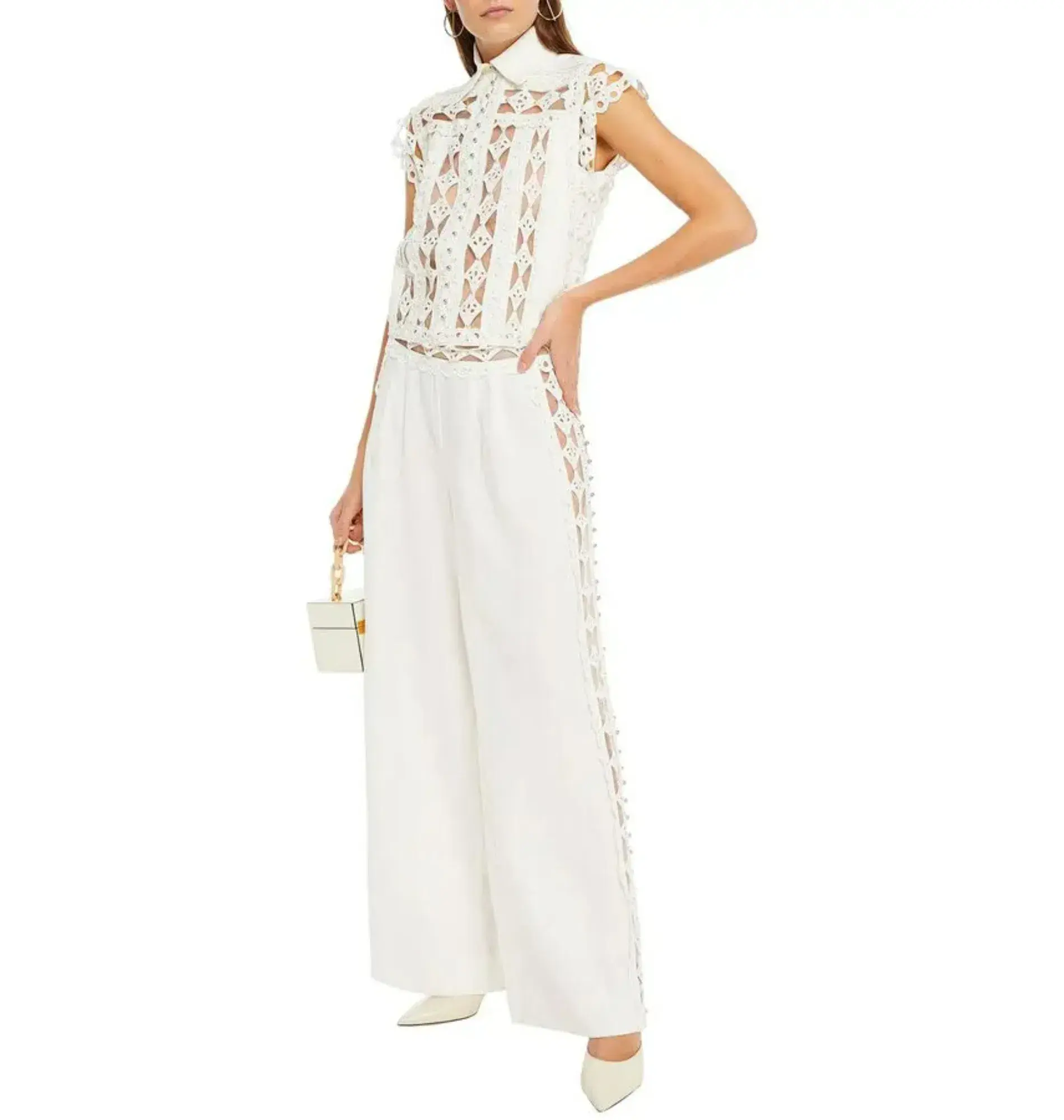 Zimmermann Moncur Studded Jumpsuit Ivory Size 0 / AU 8  - Image 1