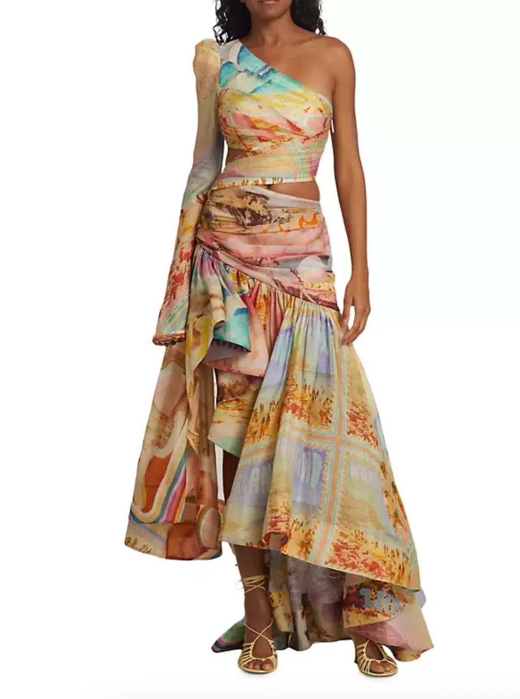 Zimmermann Tama Asymmetric Cut Out Dress Poster Print Size 0 / AU 8  - Image 1
