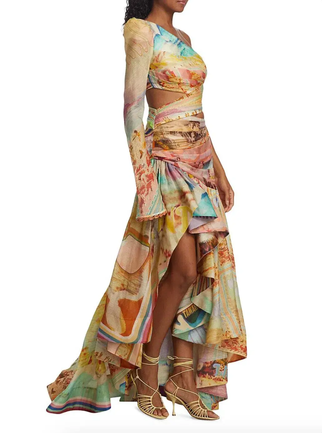 Zimmermann Tama Asymmetric Cut Out Dress Poster Print Size 0 / AU 8  - Image 2