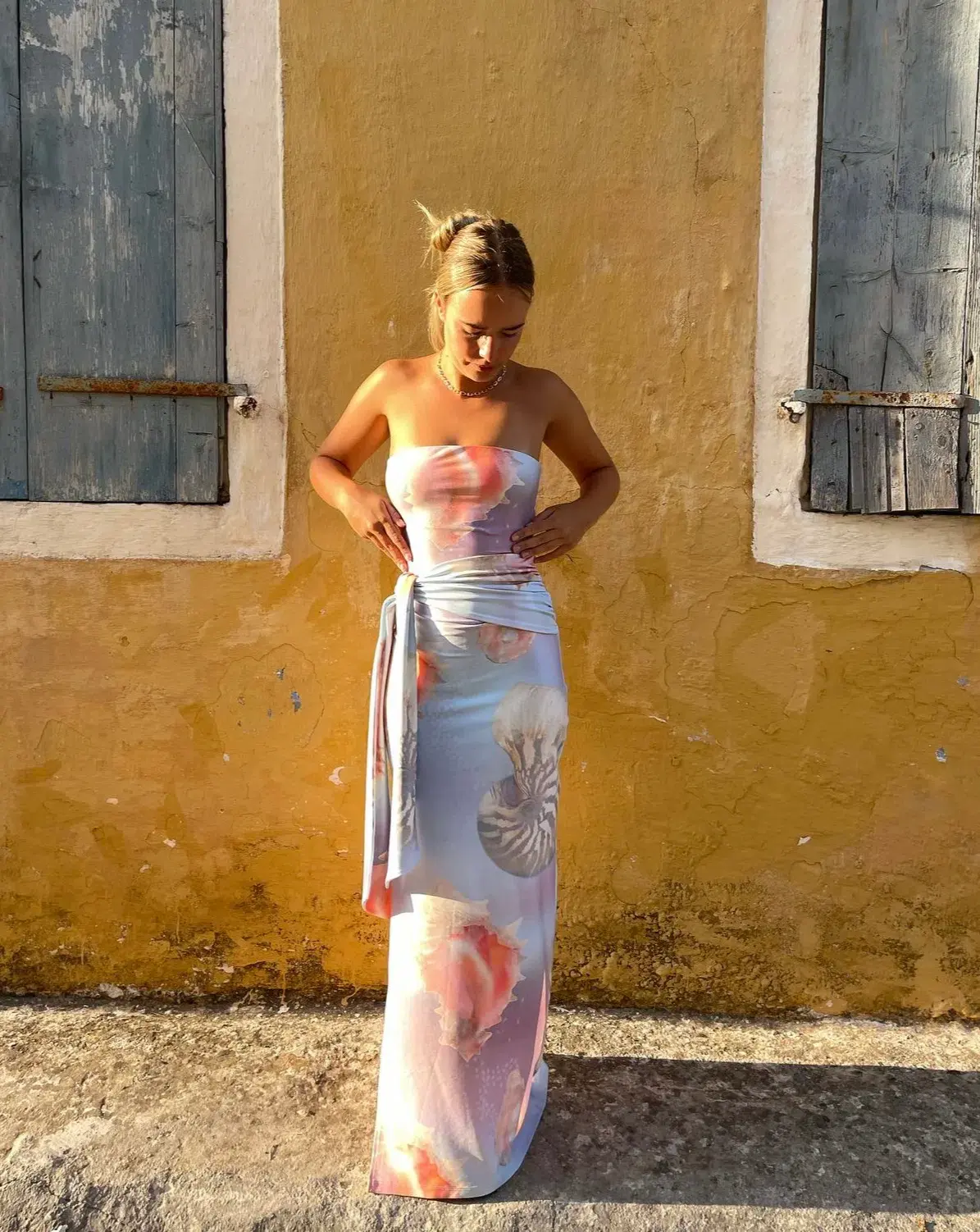Odysseus & Penelope Draped Strapless Dress Ocean Pearl Size Medium / AU 10  - Image 2