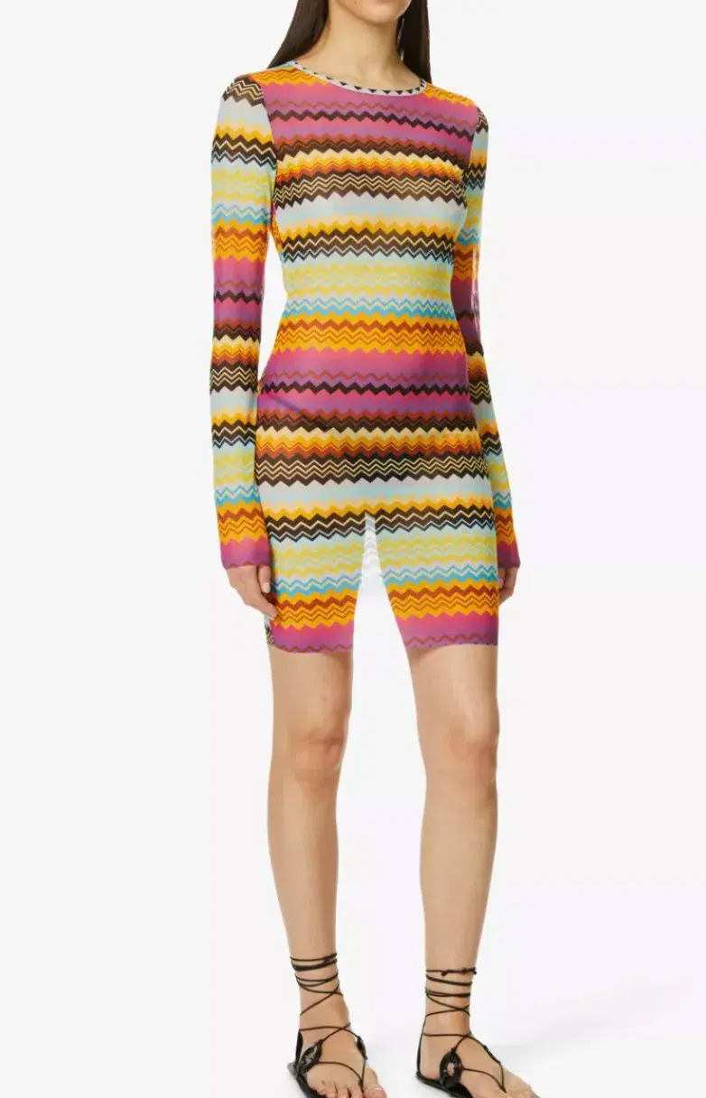 Missoni Zigzag Semi-Sheer Knitted Mini Dress Multi Size AU 6 - Image 2