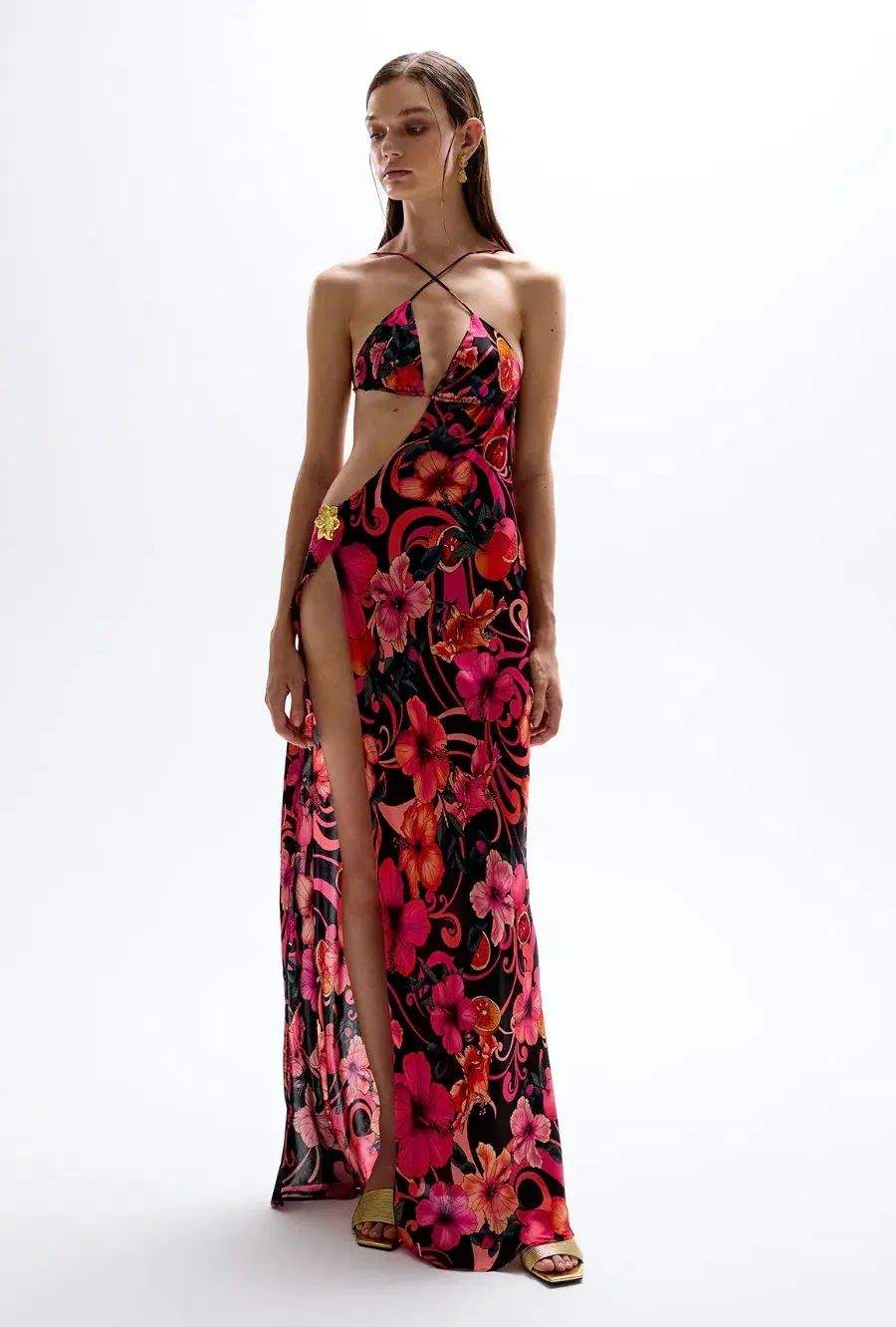 Cin Cin Villa Cut Out Maxi Dress Hibiscus Pink Size XS / AU 6 - Image 1