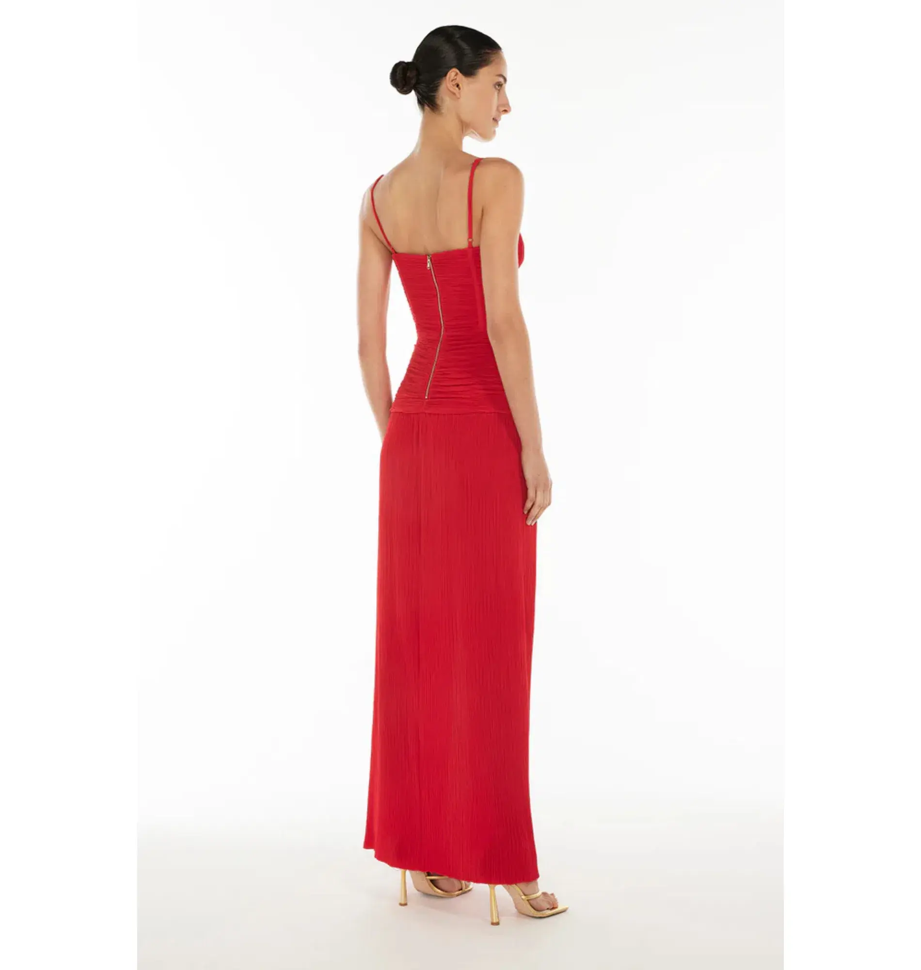 Manning Cartell Double Time Pleat Dress Red Size AU 12 - Image 4
