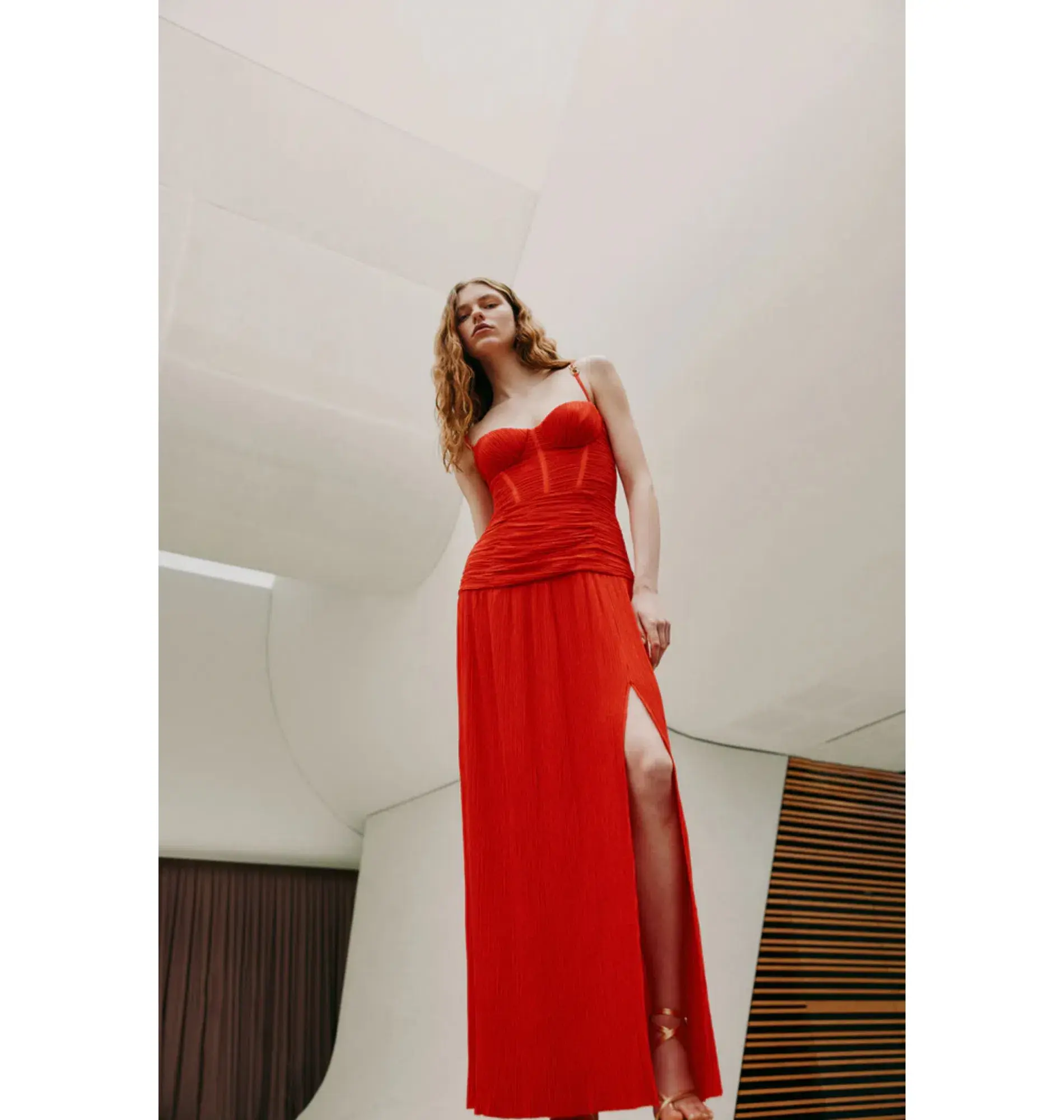 Manning Cartell Double Time Pleat Dress Red Size AU 12 - Image 5