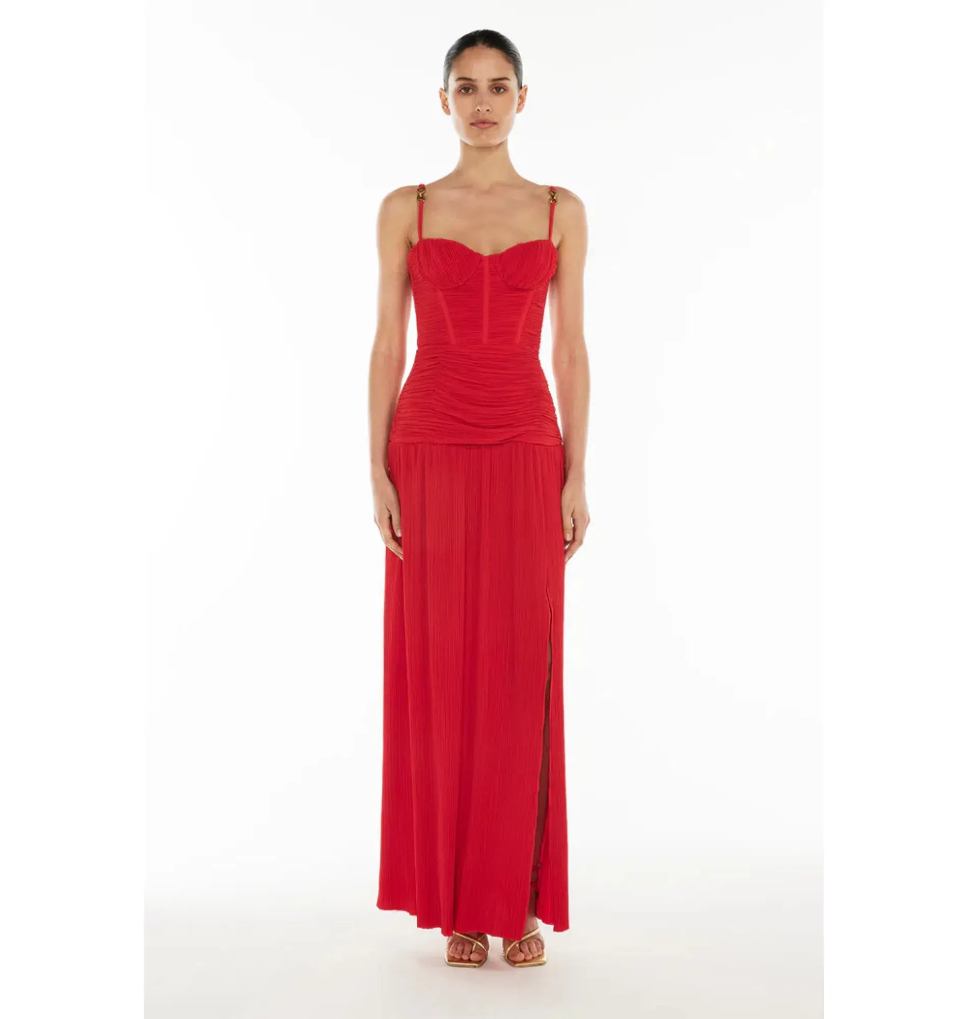 Manning Cartell Double Time Pleat Dress Red Size AU 12 - Image 1
