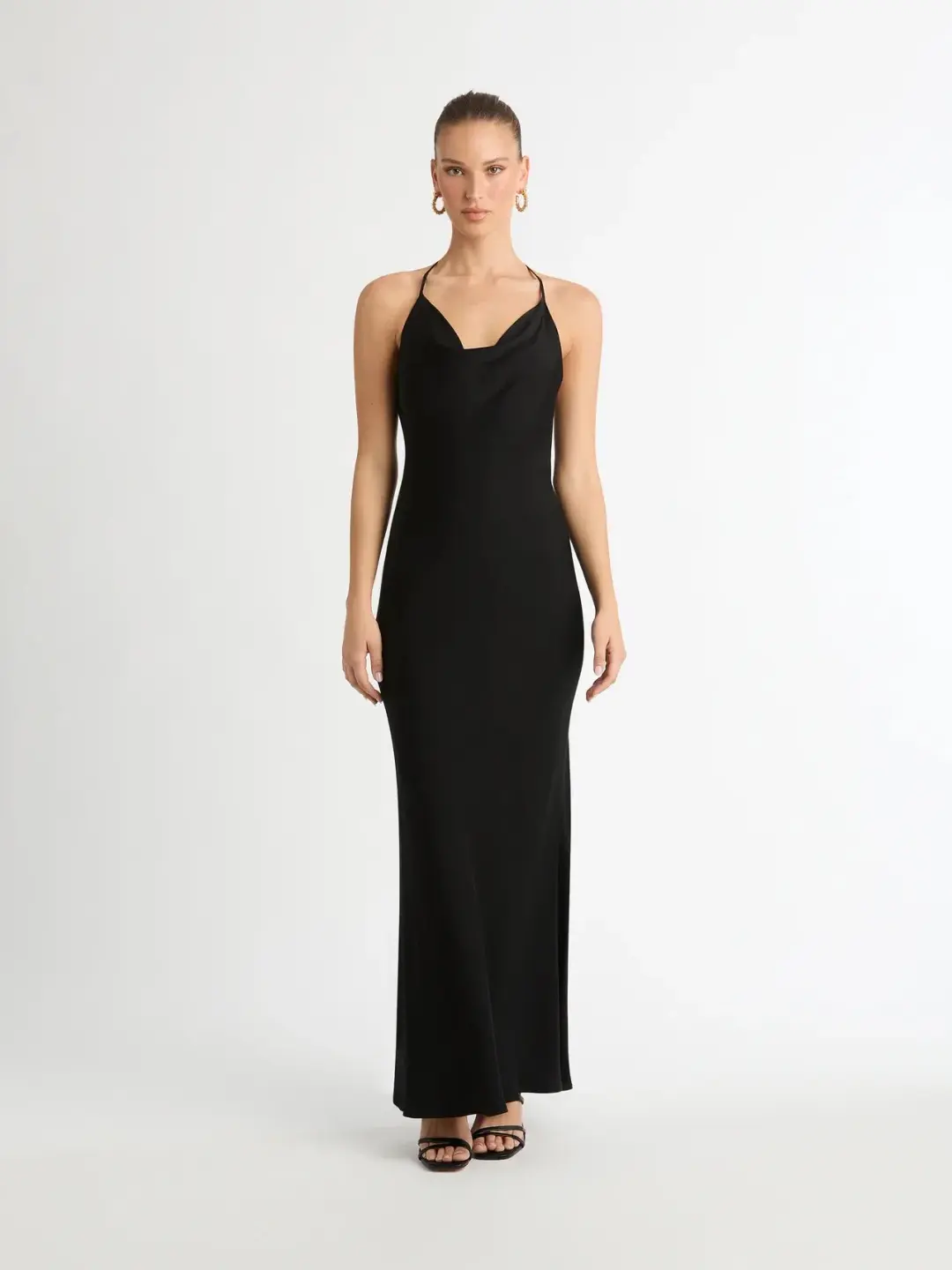 Sheike Ivy Draped Maxi Dress Black Size 10 for rent on The Volte - main image