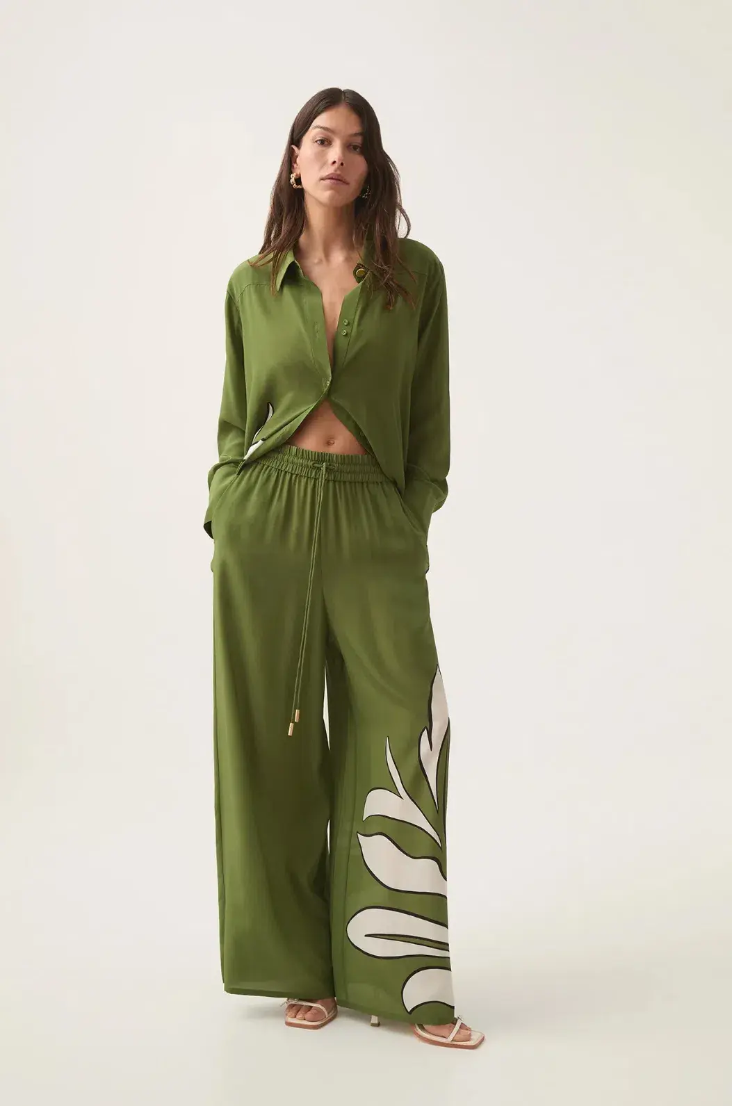 Aje Planetary Silk Oversized Shirt & Pants Set Size 12 for rent on The Volte - main image
