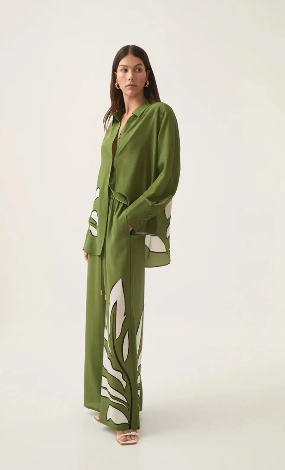 Aje Planetary Silk Oversized Shirt & Pants Set Size 12 for rent on The Volte - main image