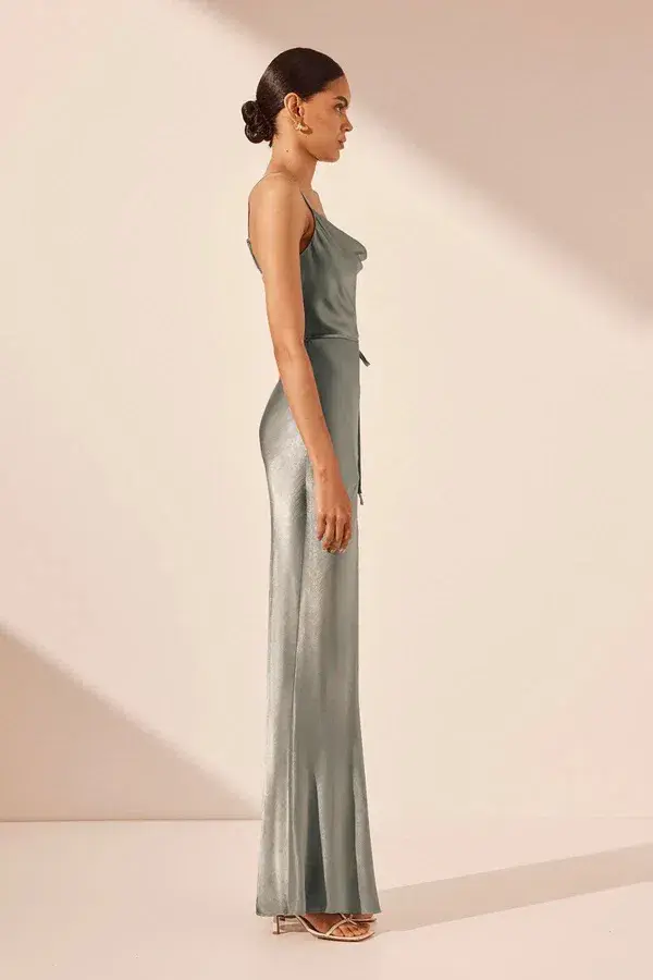 Shona Joy La Lune Bias Cowl Midi Dress Sage Size 10  - Image 3