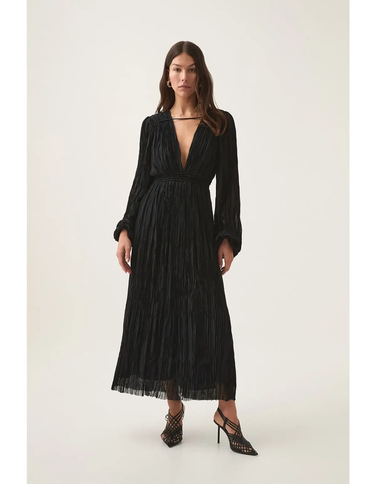 Aje Genevieve Pleated Midi Dress Black Size 12  - Image 1