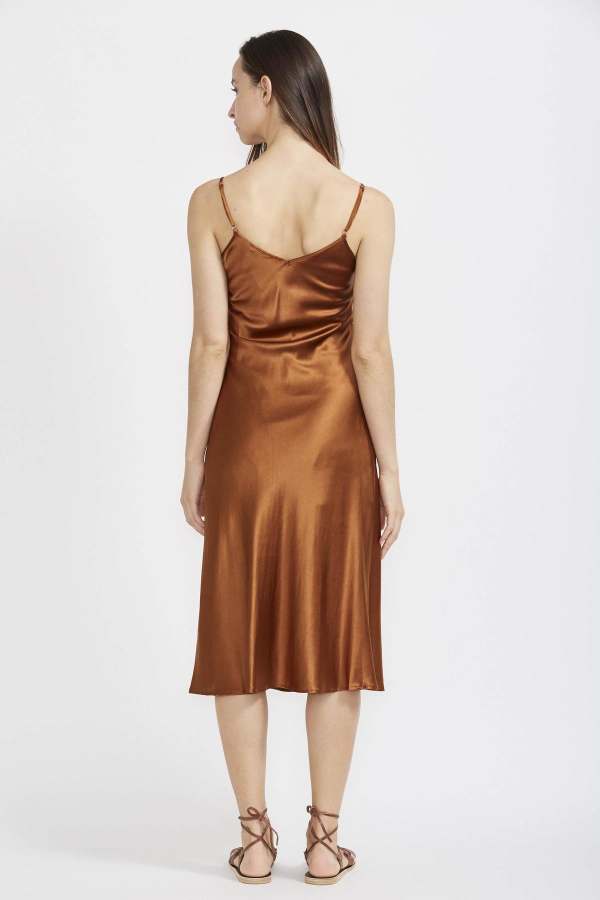 Hansen and Gretel Copper Gold Silk Dress Size 6 - Image 2