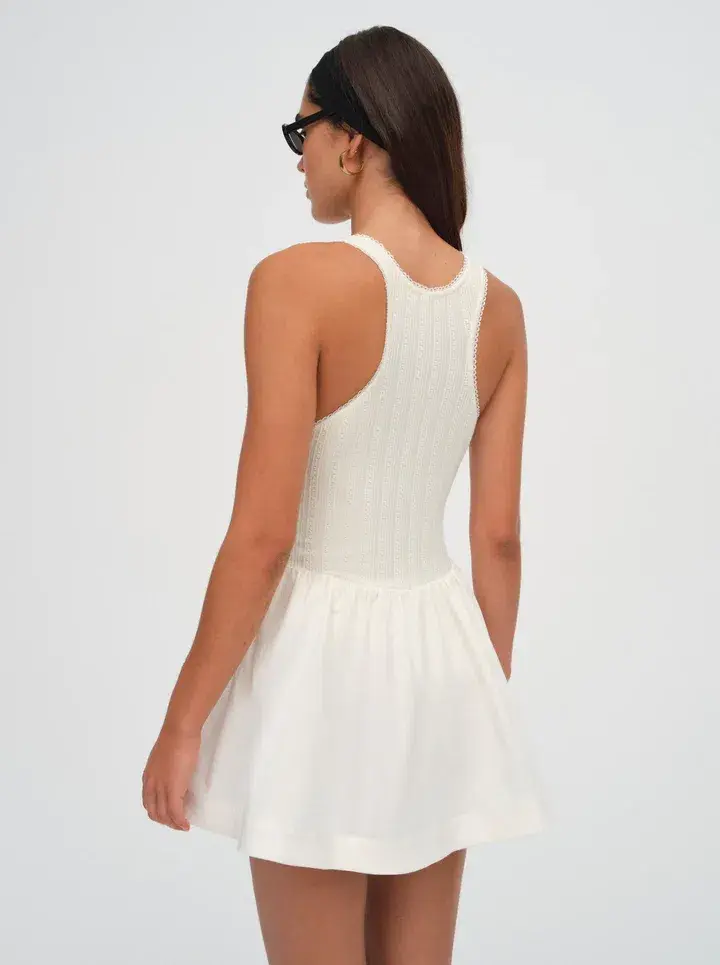 For Love and Lemons Billie Pointelle Mini Dress Cream Size 10 - Image 2