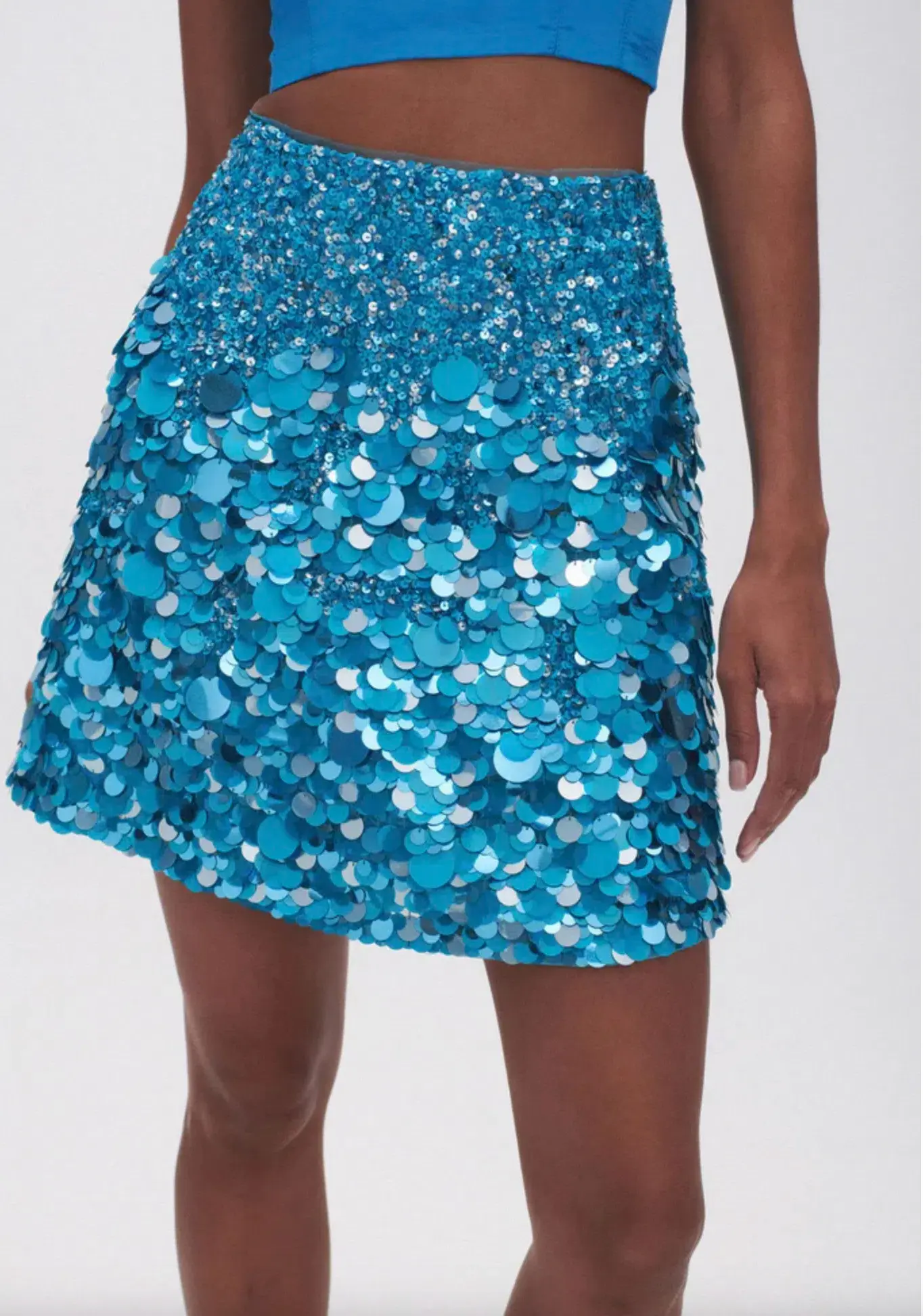 Aje Cherie Sequin Mini Skirt in Azure Blue Size 10  - Image 4