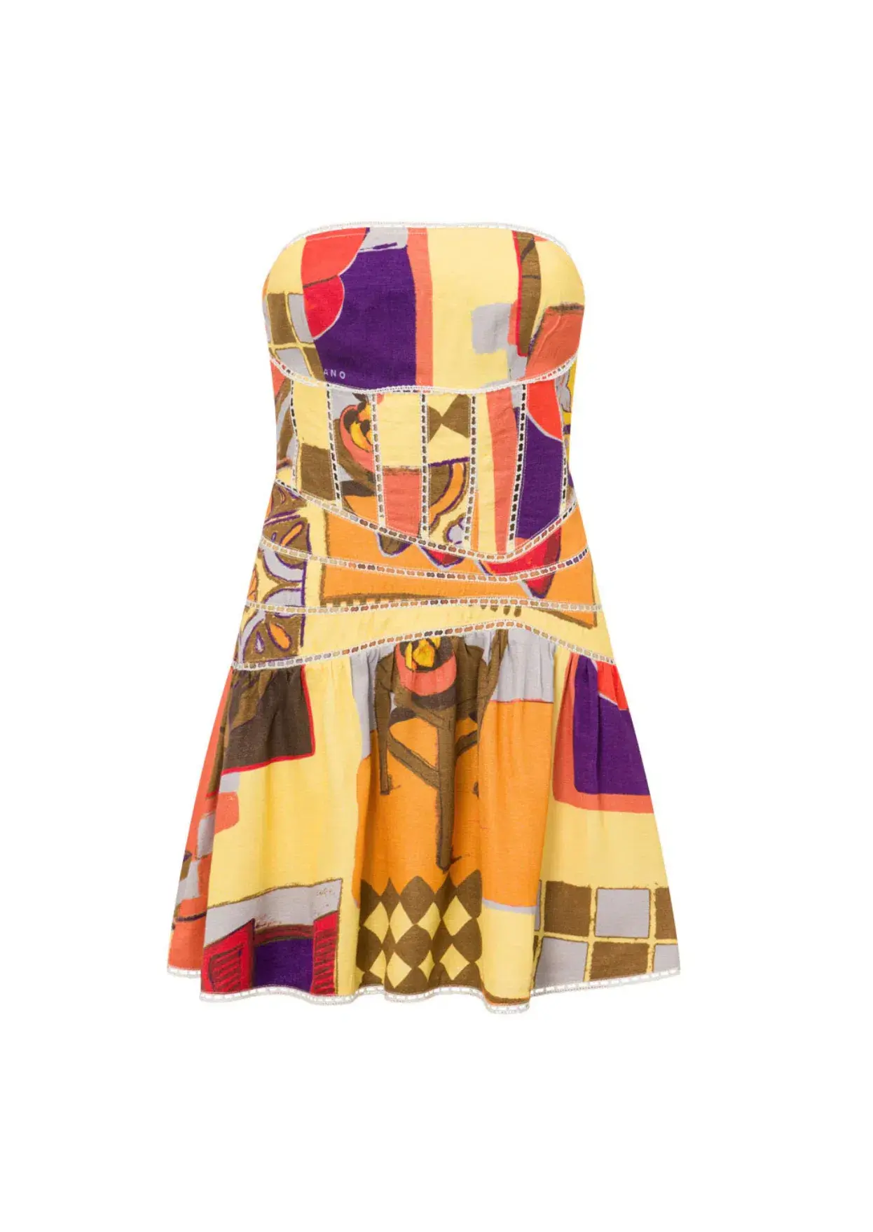 Zaco Lucia Mini Dress in Villagio Yellow Print Size 10 - Image 4