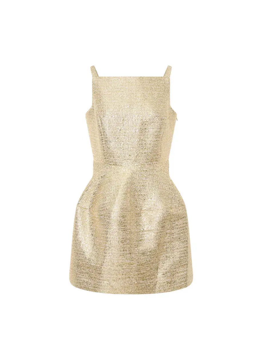 Oroton Metallic Mini Dress Gold Size 10  - Image 6