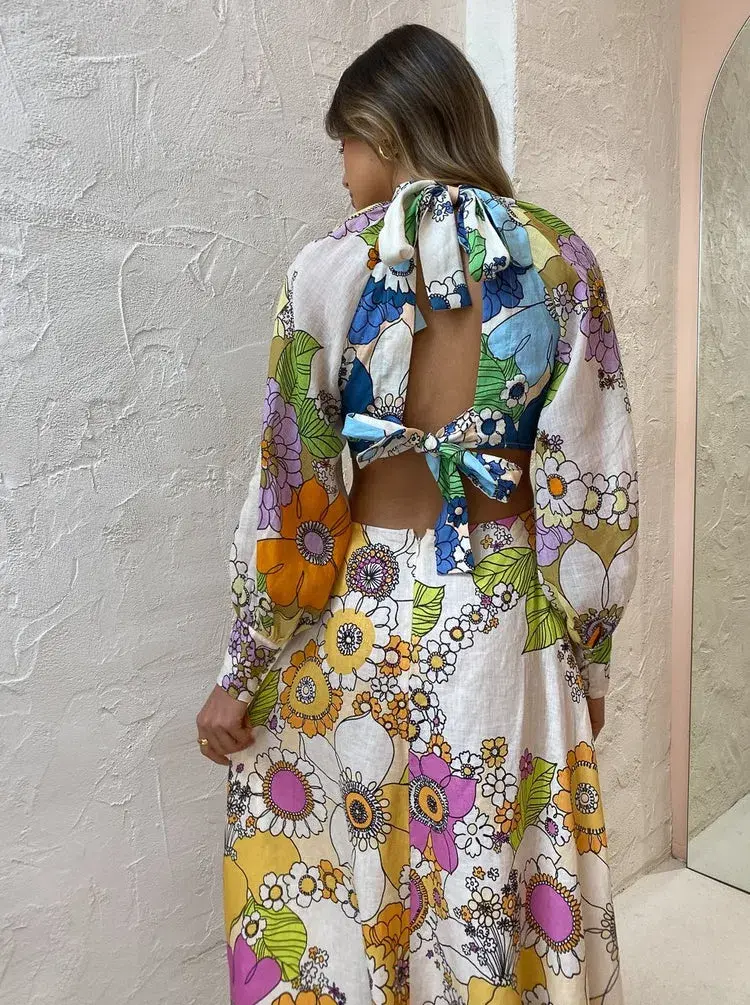 Alemais Farrah Cut Out Midi Dress Floral Size 8 for rent on The Volte - main image