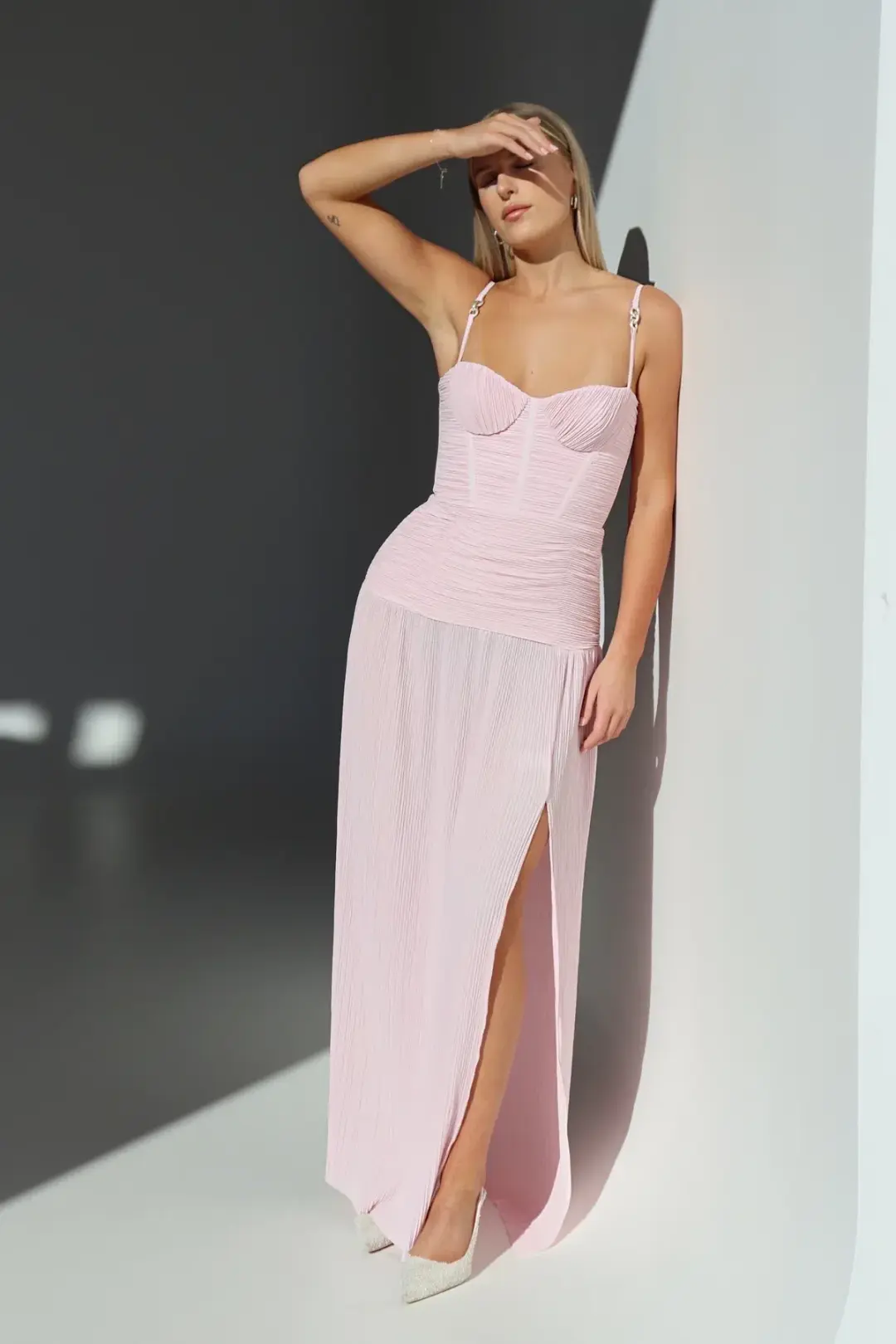 Manning Cartell Double Time Pleat Dress Hydrangea Size AU 8 for rent on The Volte - main image