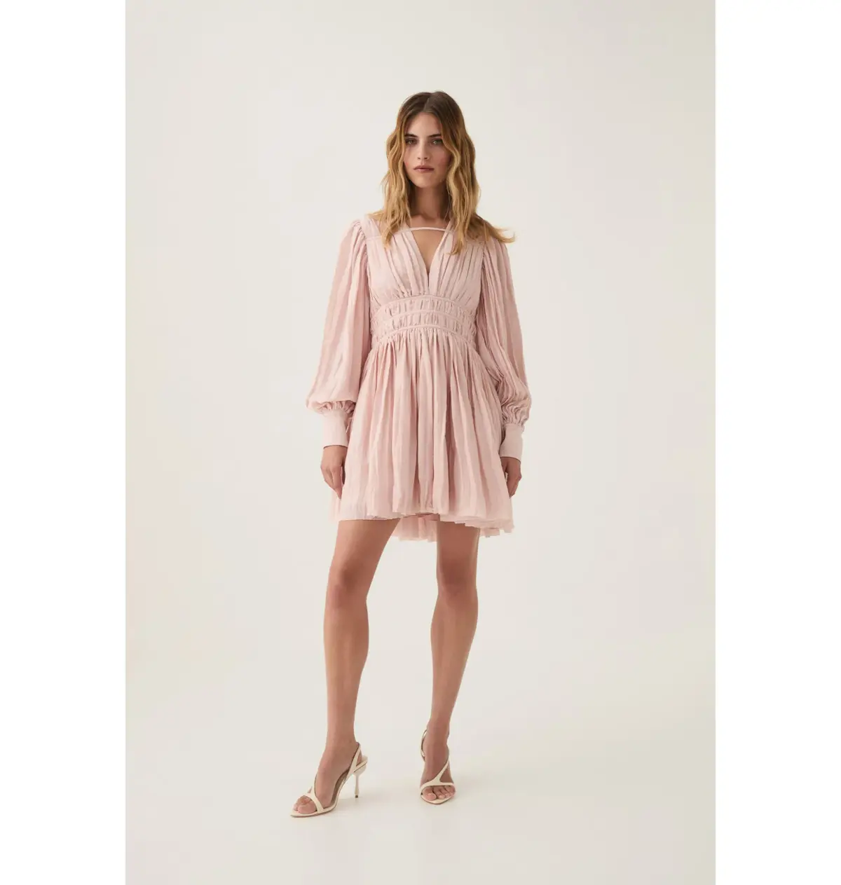 Aje Catalyst Pleated Mini Dress Blush Pink Size AU 10 - Image 1