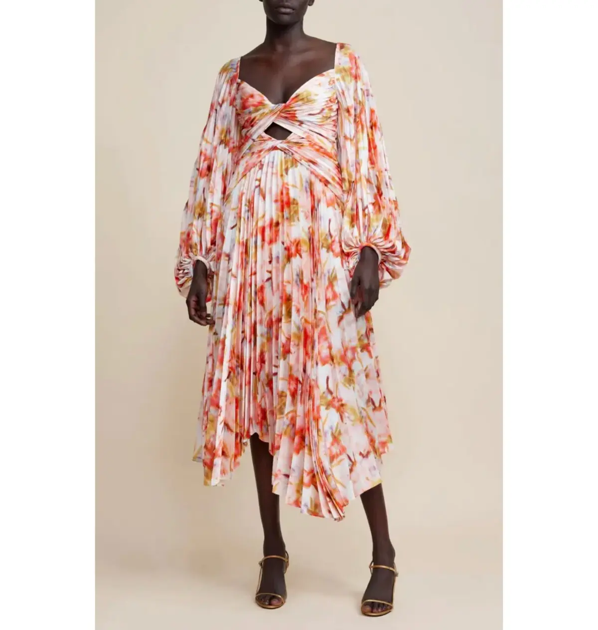 Acler Aurora Midi Dress Rouge Medley Print Size AU 10 - Image 1