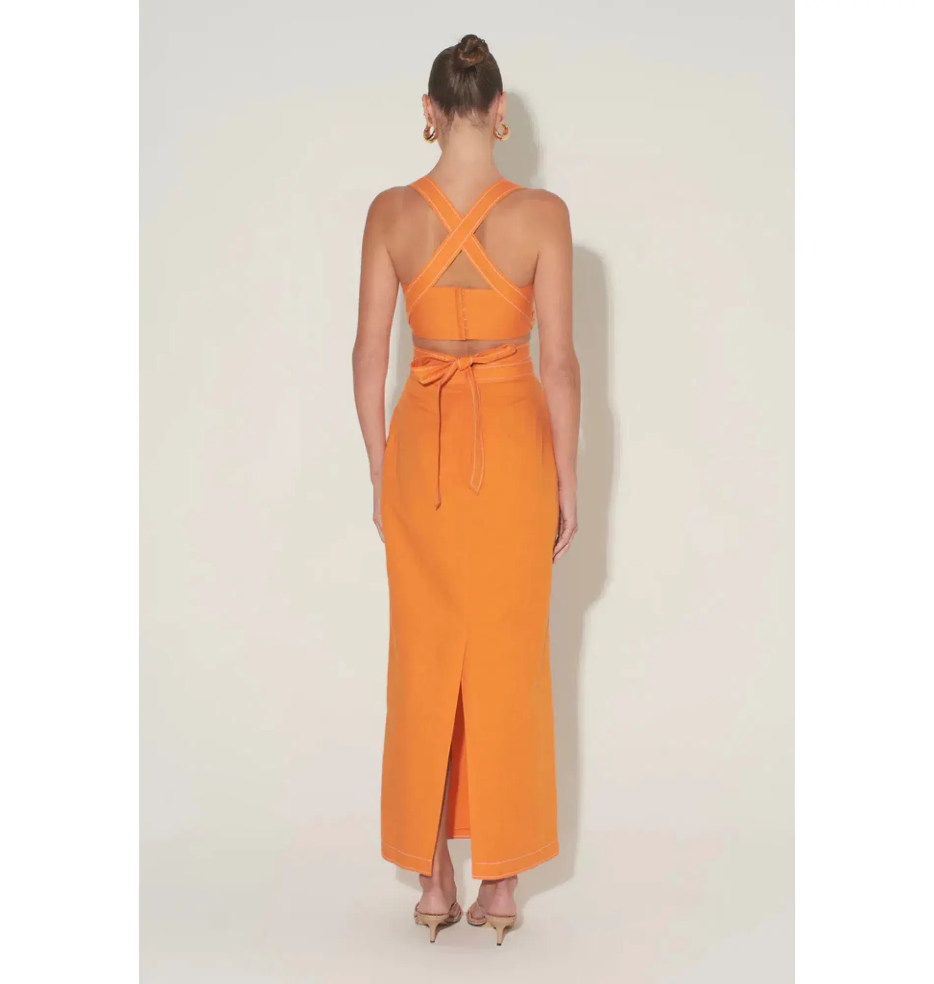Hansen and Gretel Pepe Cutout Top and Marielle Maxi Skirt Tangerine Size AU 6 - Image 3
