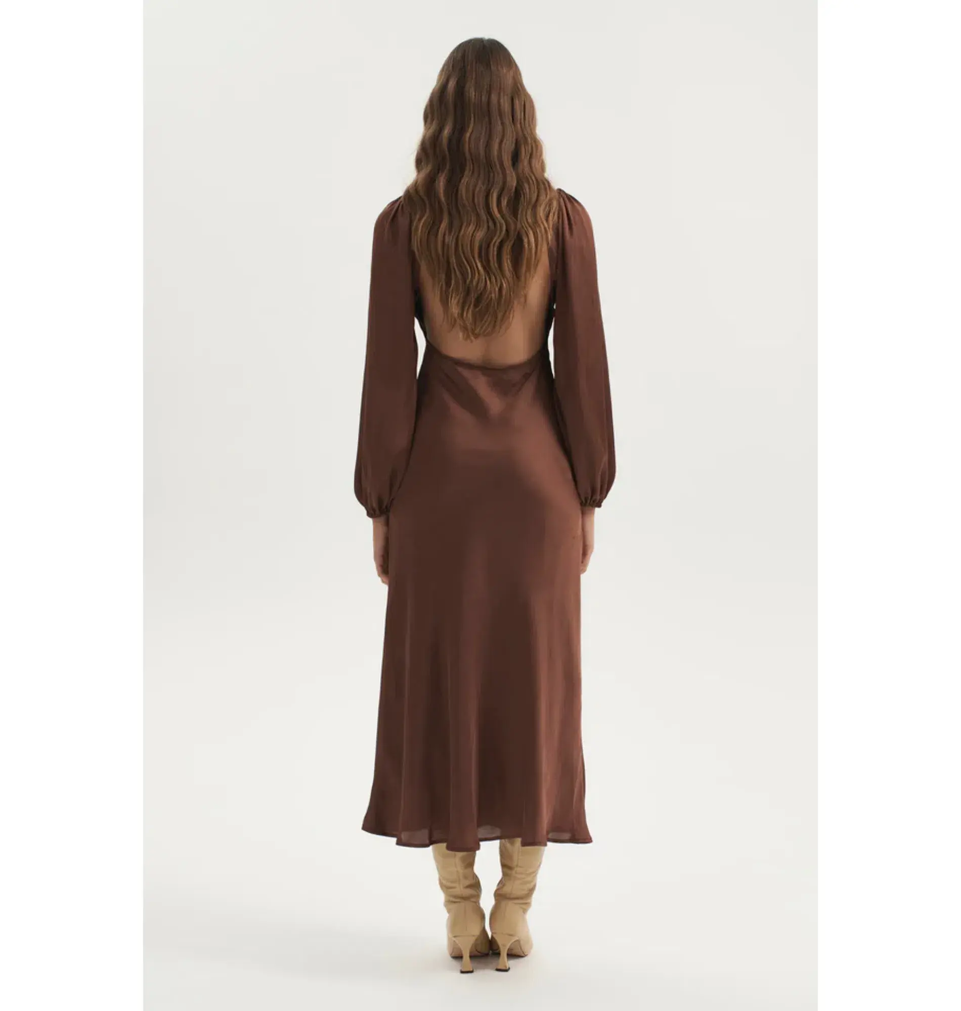 Ownley Bethenny Bias Backless Dress Chocolate Size AU 6 - Image 4