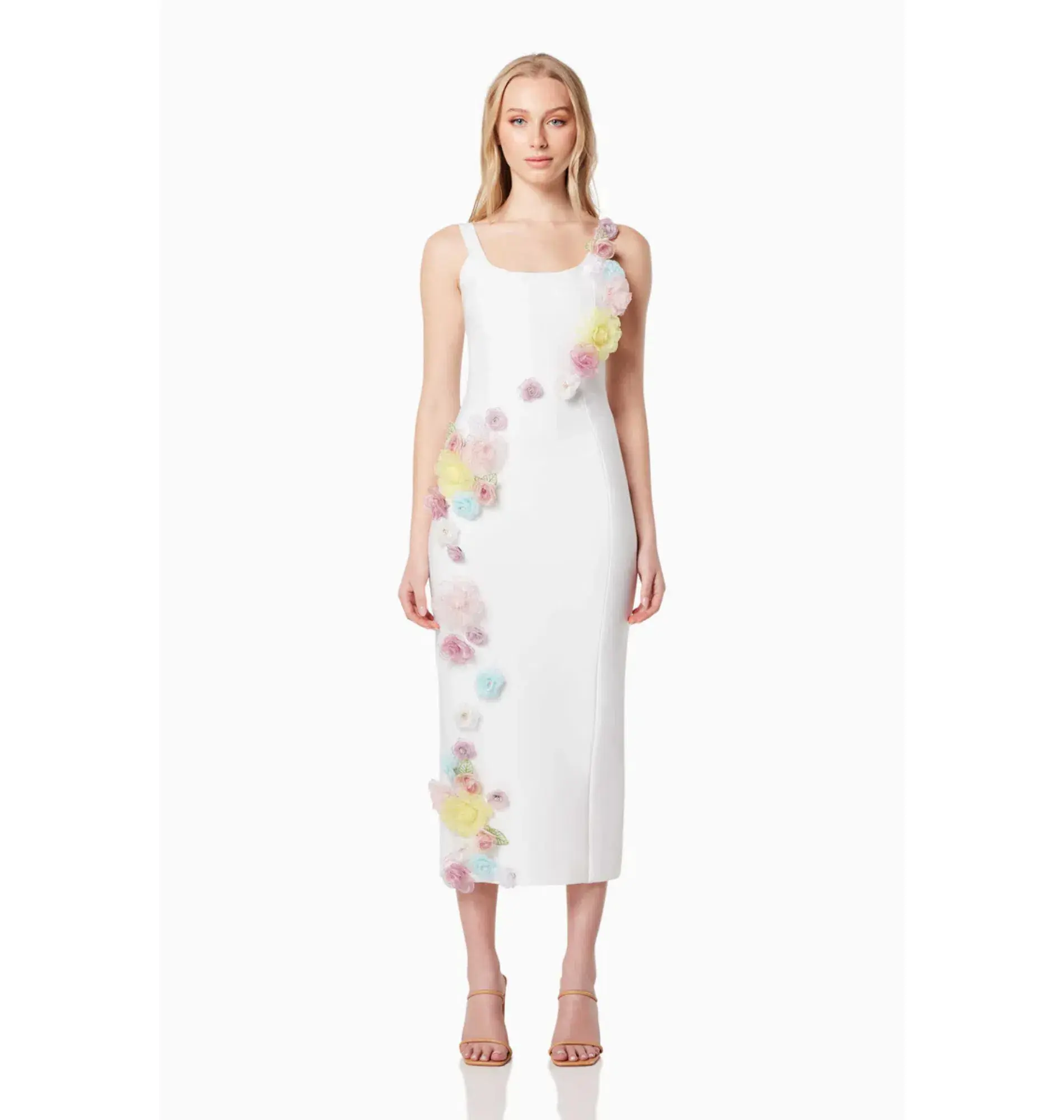 Elliatt Motif 3D Floral Dress in White Size AU 8 - Image 1