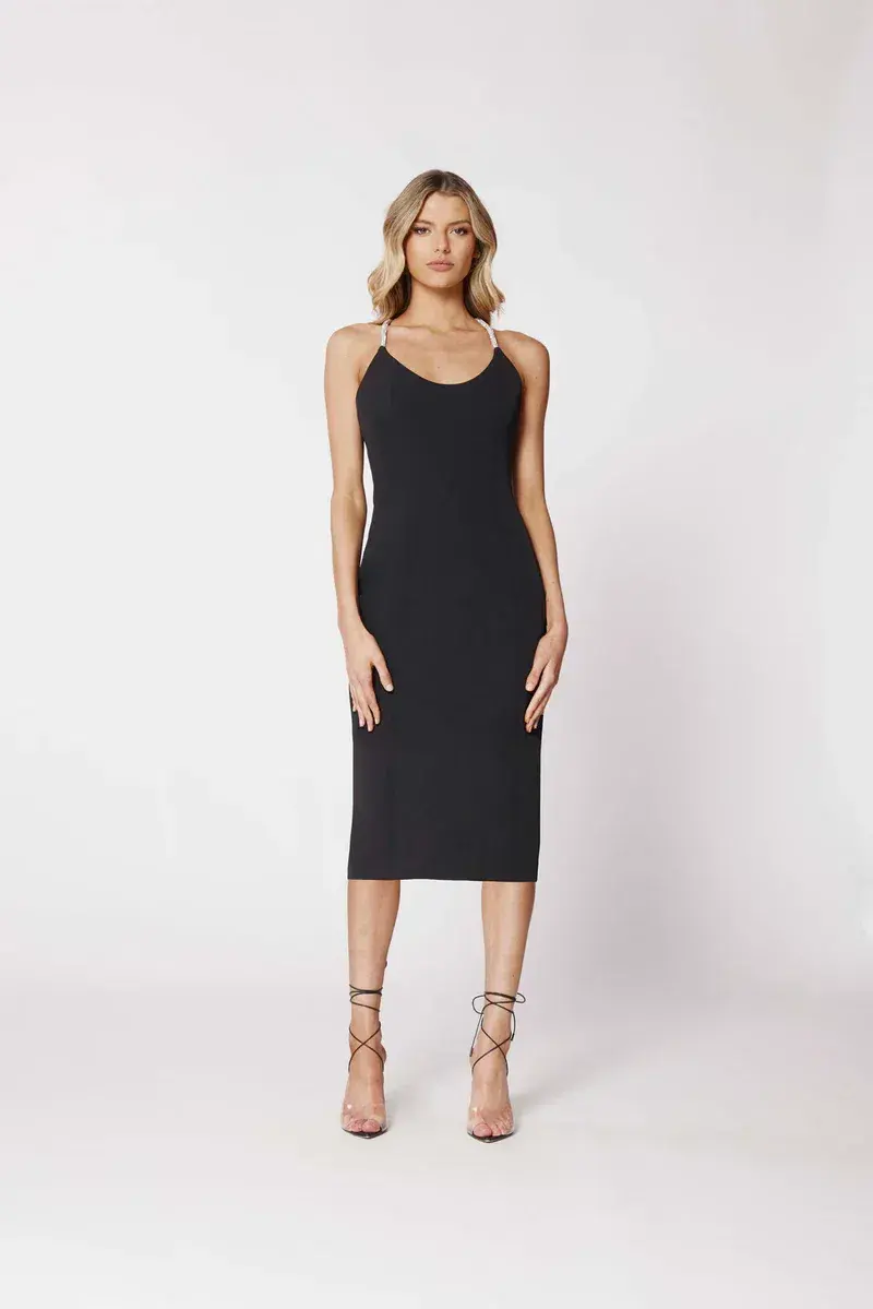 Bianca & Bridgett Diamante Kohl Midi Dress in Black Size AU 8 - Image 3