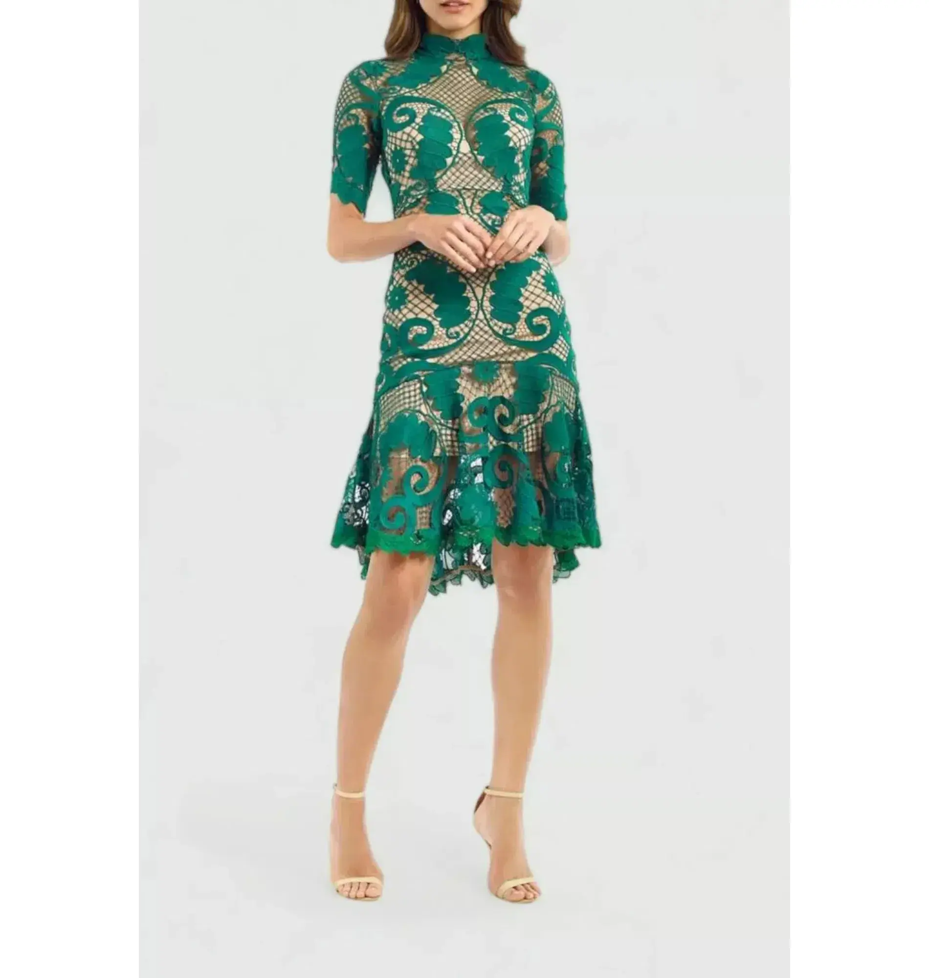 Thurley Babylon Lace Dress Green Size AU 6 - Image 1