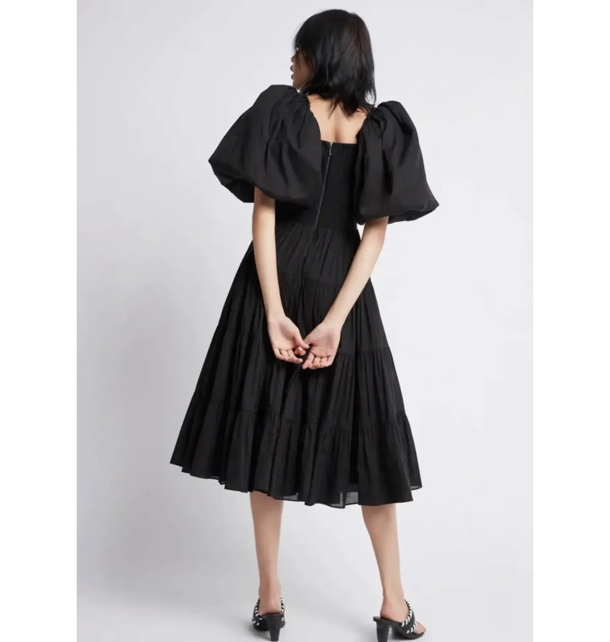 Aje Cherished Puff Sleeve Midi Dress Black Size AU 6   - Image 2