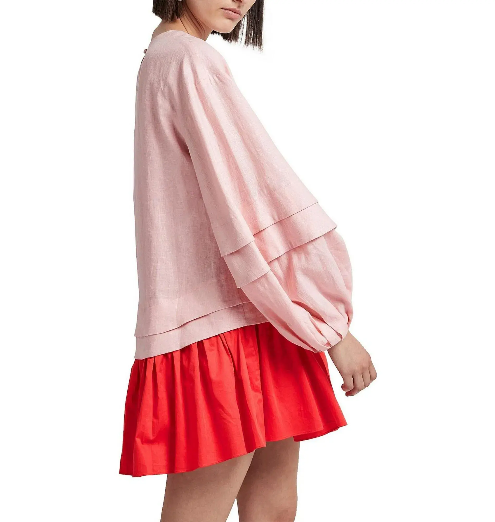Aje Quietude Long Sleeve Mini Dress Red/Pink Size AU 6 - Image 4