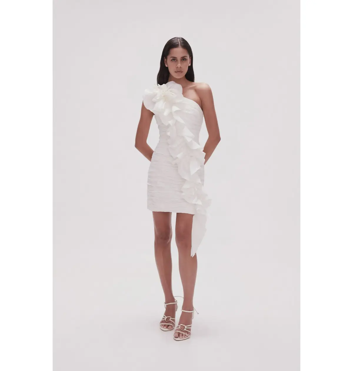Aje Adelia Ruffle Mini Dress Ivory Size AU 10 - Image 1