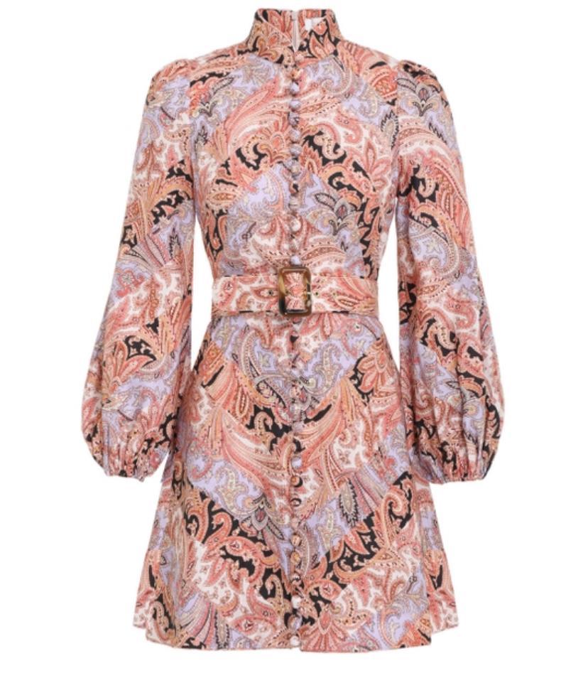 Zimmermann Botanica Chevron Mini Dress Chevron Paisley Size 1 / Au 10 - Image 4