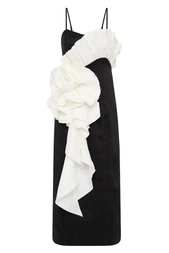 Aje Parallels Spiral Midi Dress Black-Ivory Size AU 8 - Image 5