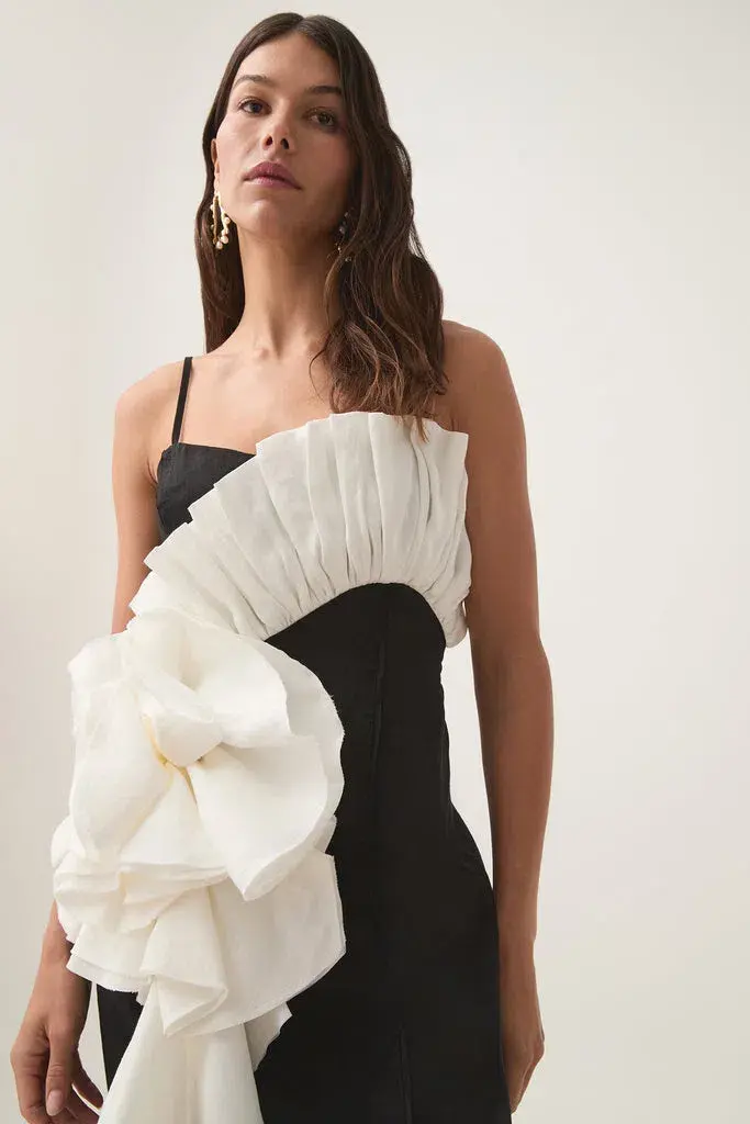 Aje Parallels Spiral Midi Dress Black-Ivory Size AU 8 - Image 3