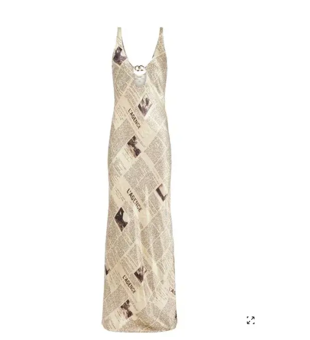 L'agence Yasmin Chain Cut Out Dress In Vintage Tan Newspaper Size 8  - Image 5