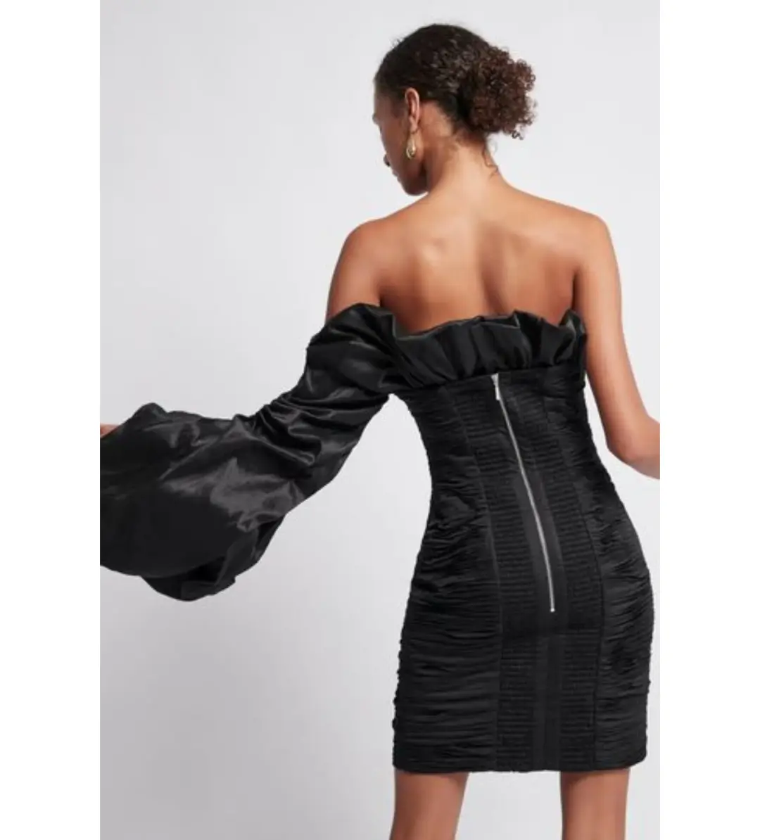 Aje Allégro Tucked Puff Dress Black Size 6 for rent on The Volte - main image