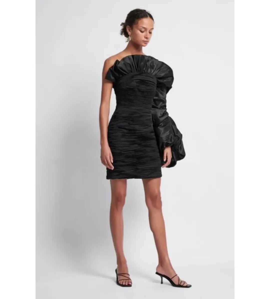 Aje Allégro Tucked Puff Dress Black Size 6 for rent on The Volte - main image
