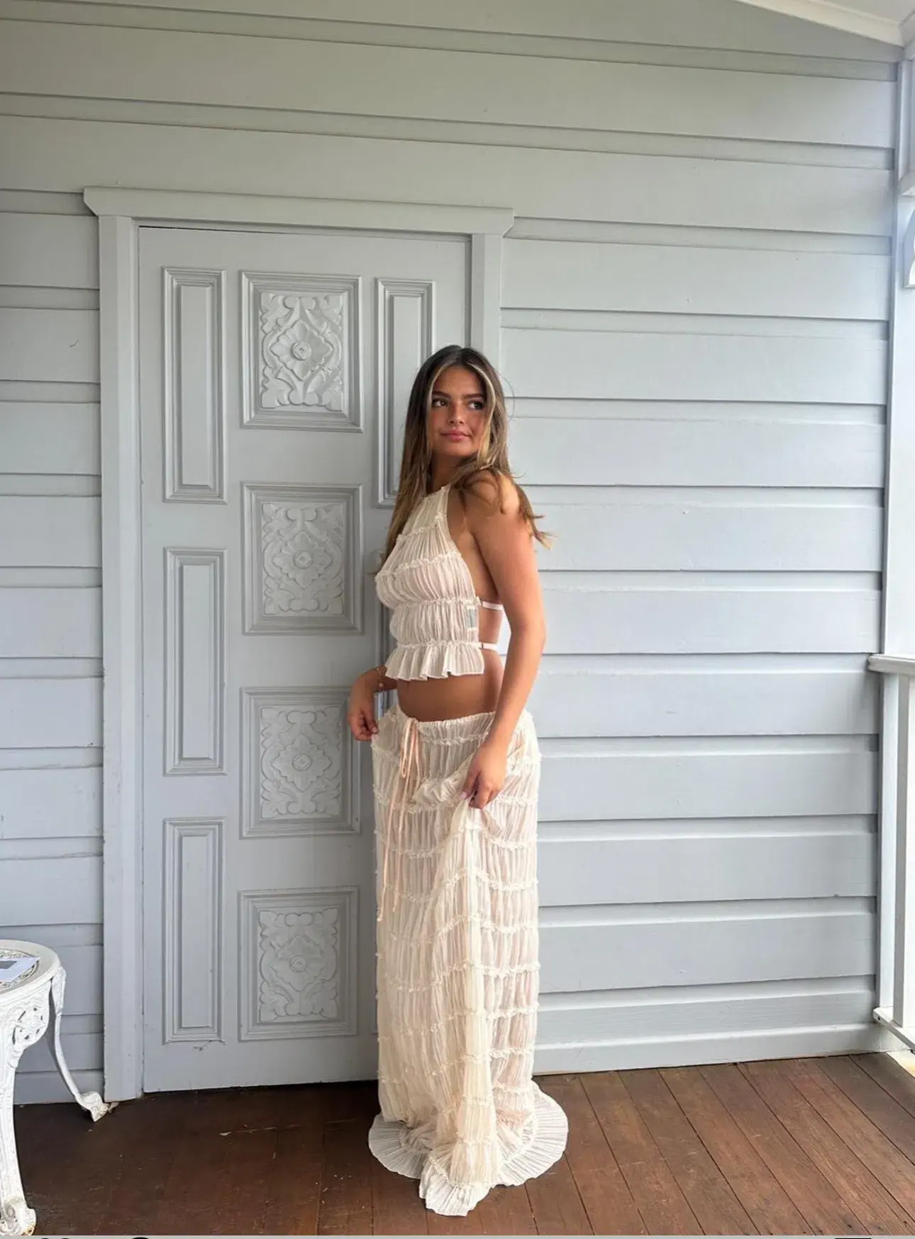 Arcina Ori Juliette Halter Set In Cream Size S / AU 8 - Image 8