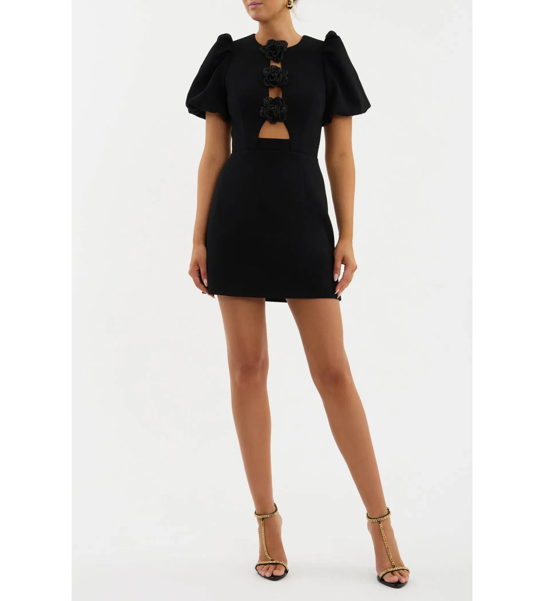 Rebecca Vallance Aubree Flower  Mini Dress Black Size 6 - Image 1
