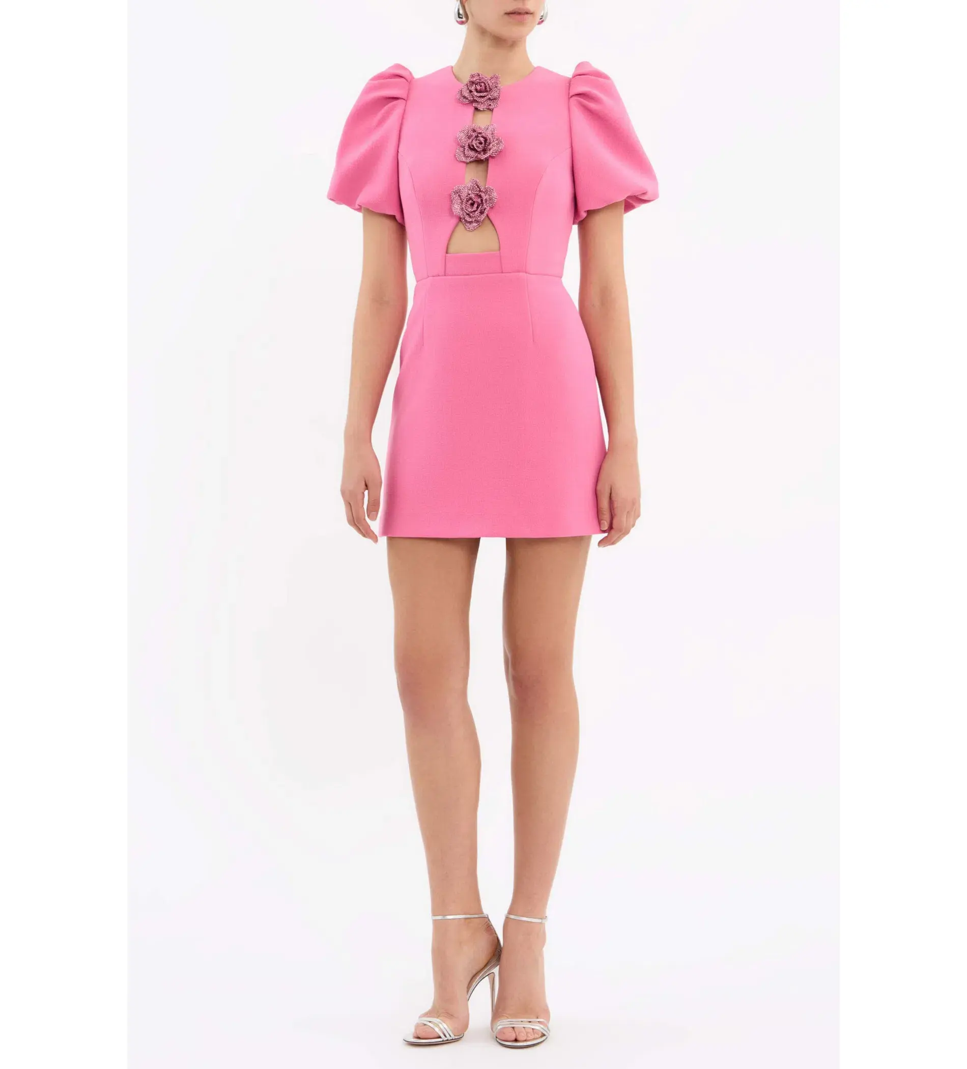 Rebecca Vallance Aubree Flower Mini Dress Pink  Size 8 - Image 4