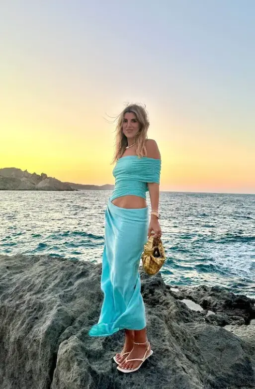 Benni Nico Off Shoulder Maxi Dress Aquamarine Size S / AU 8 - Image 3