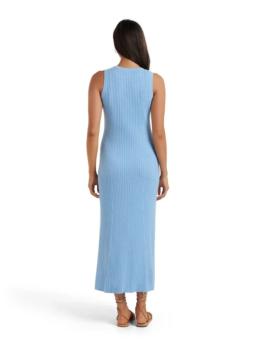 Forever New Molly A-Line Wide Rib Knit Dress Baby Blue Size 16  - Image 3