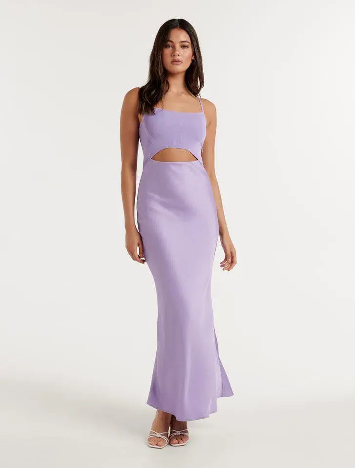 Forever New Erika Front Cut Out Knit Dress Blossoming Lilac Size 16 - Image 1