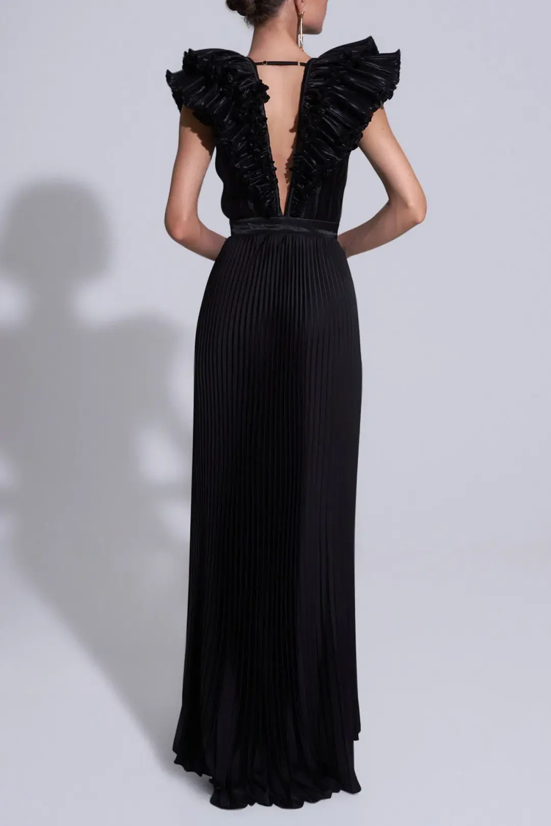 L'Idee Tuileries Split Gown in Noir Size 8 for rent on The Volte - main image