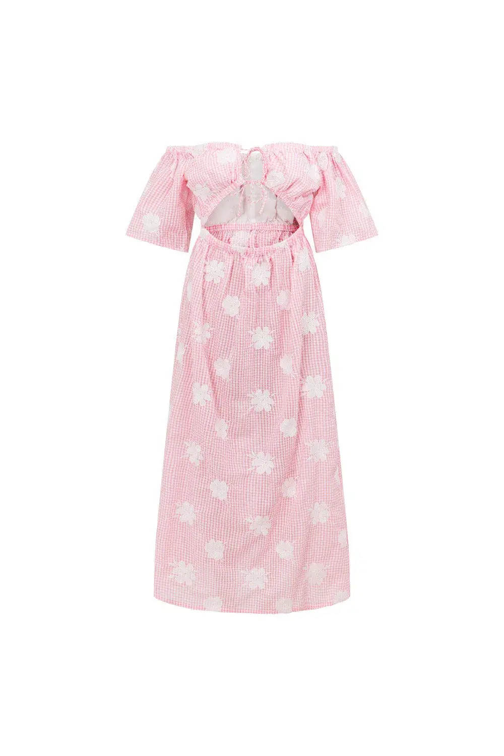 Sabo Skirt Nalu Off Shoulder Dress Gingham Pink/White Size XL / AU 14 - Image 9
