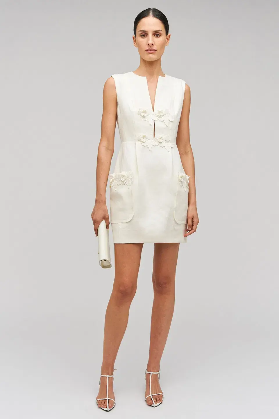 Oroton Rosebud Lace Mini Dress Soft Cream Size 8 - Image 1