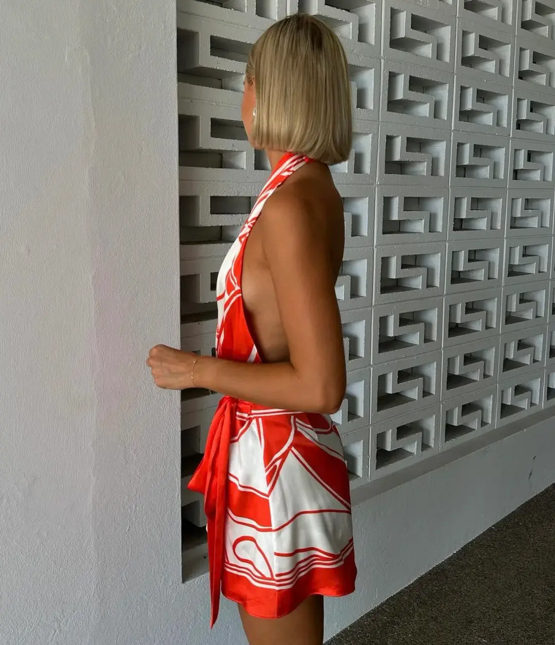 Sir the Label Ramona Wrap Halter Mini Dress Mariposa Lily Size 10 for rent on The Volte - main image