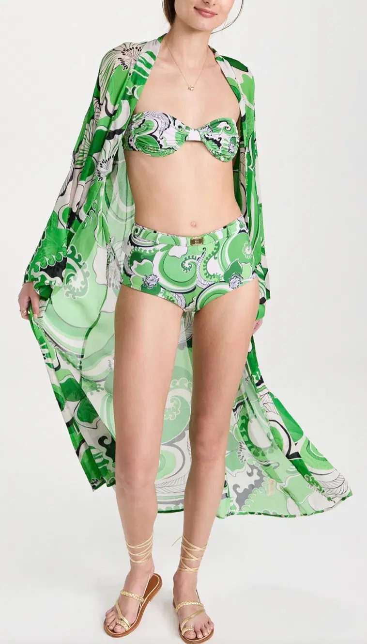 Cin Cin Oracle Sheer Robe Dress Fern Size 10/M for rent on The Volte - main image